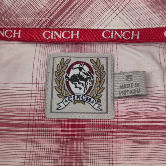Cinch Shirt Mens Small Red White Plaid Button Down Long Sleeve Western Cowboy - Picture 3 of 13